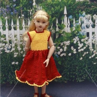 Ажурное платье для куклы Киш Микаэла