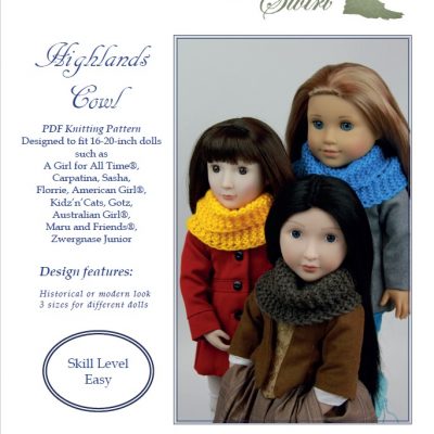 Highlands Cowl knitting pattern for 16-20-inch dolls