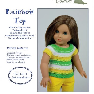 Rainbow Top knitting pattern for 18-inch dolls