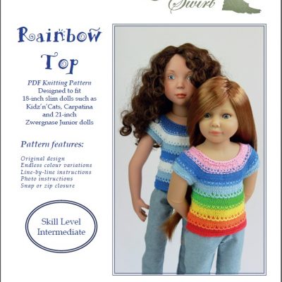 Rainbow Top knitting pattern for KNC, Carpatina dolls