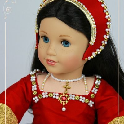 Red Tudor gown for American Girl dolls